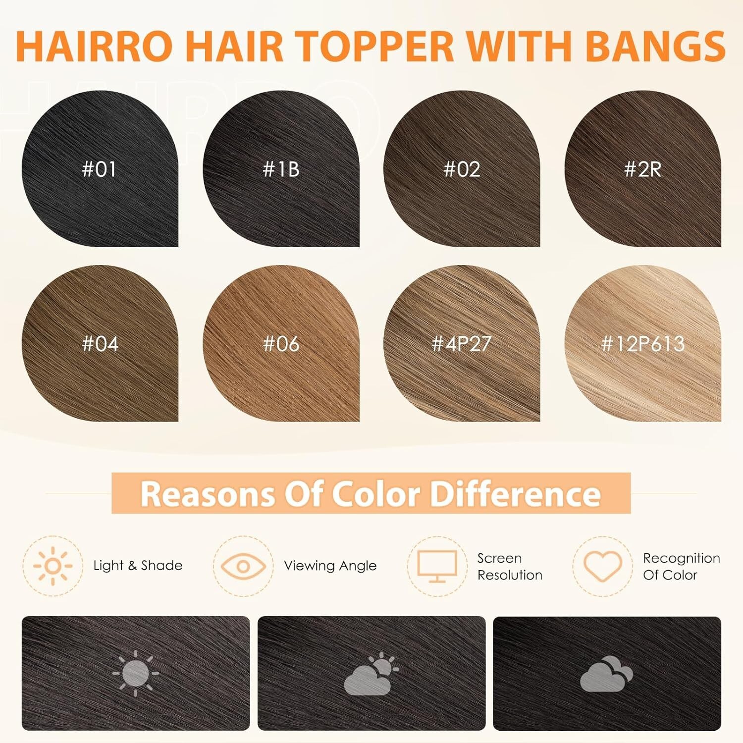 Hairro Human Hair Topper Wispy Air Bangs 3D Cover 12 Inch 41g #1B Natural Black