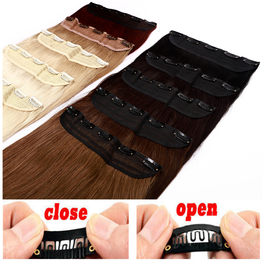 AAA+ V-Shaped One Piece Clip In Remy Human Hair Extensions Blonde 3/4 Full Head