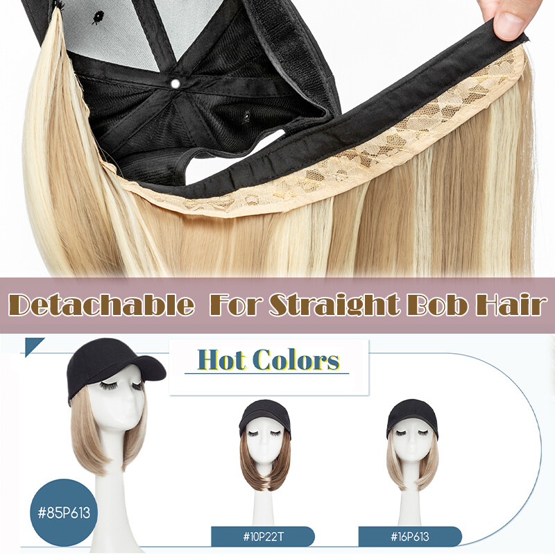 11″Hat wigs Cap Long BLonde Brown Straight Wig Connect Winter Knitted Beanie Hat