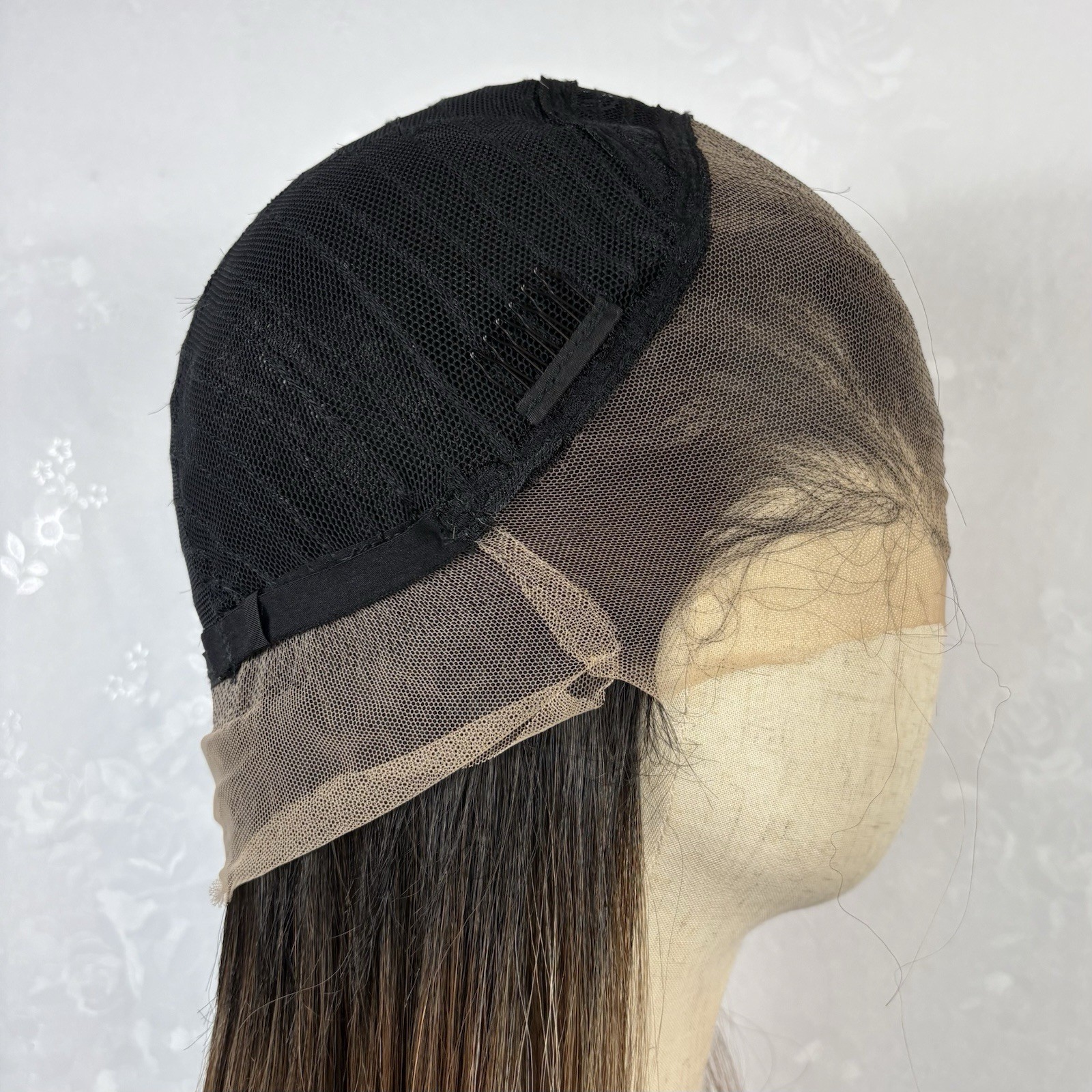 24” Daily wear WIG! 360 Lace Rts Ash Brown With Highlights Human Hair blend