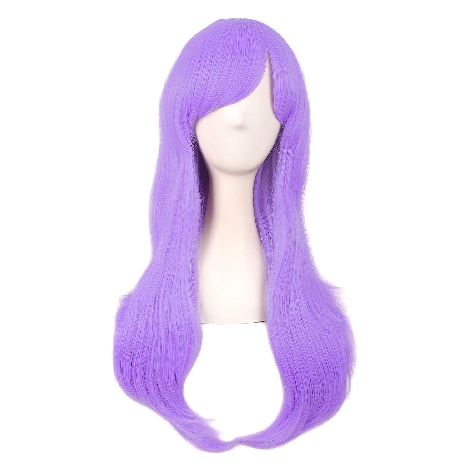 Light Purple 28″ 70cm Wig Side Bangs Long Curly Heat Resistant For Daily Party