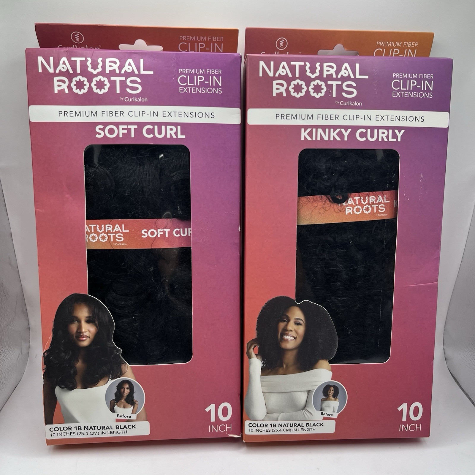 Natural Roots Clip-In Hair Extensions 10” Color 1B Soft Curl & Kinky Curly