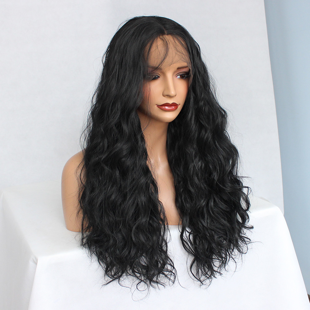 Water Wave Synthetic Lace Front Wig Baby Hair Glueless Heat Resistant Fiber Hair