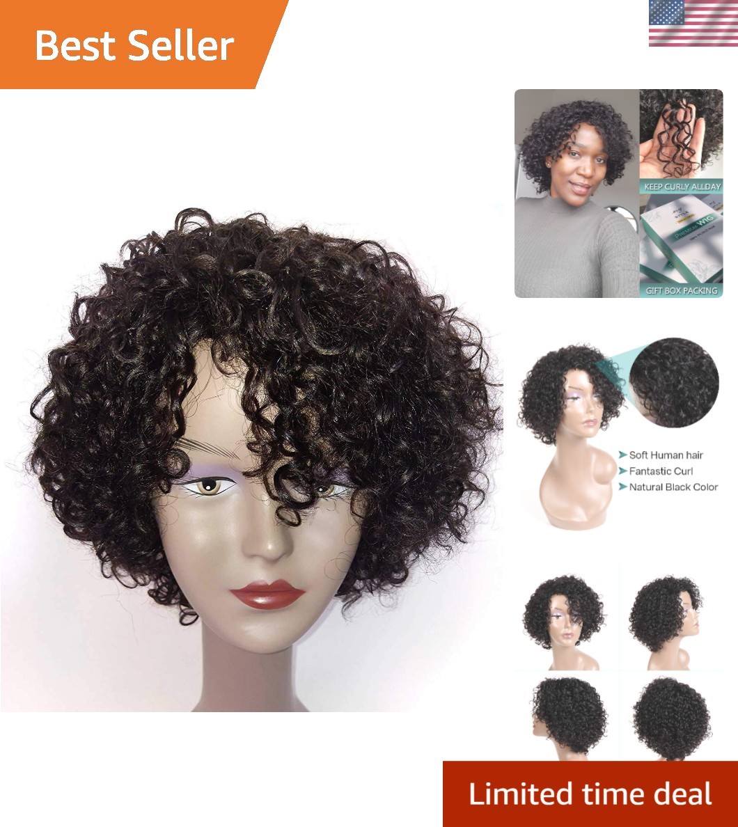 High-Density 130% Short Curly Wig for Women – 10A Brazilian Hair, Gift-Ready