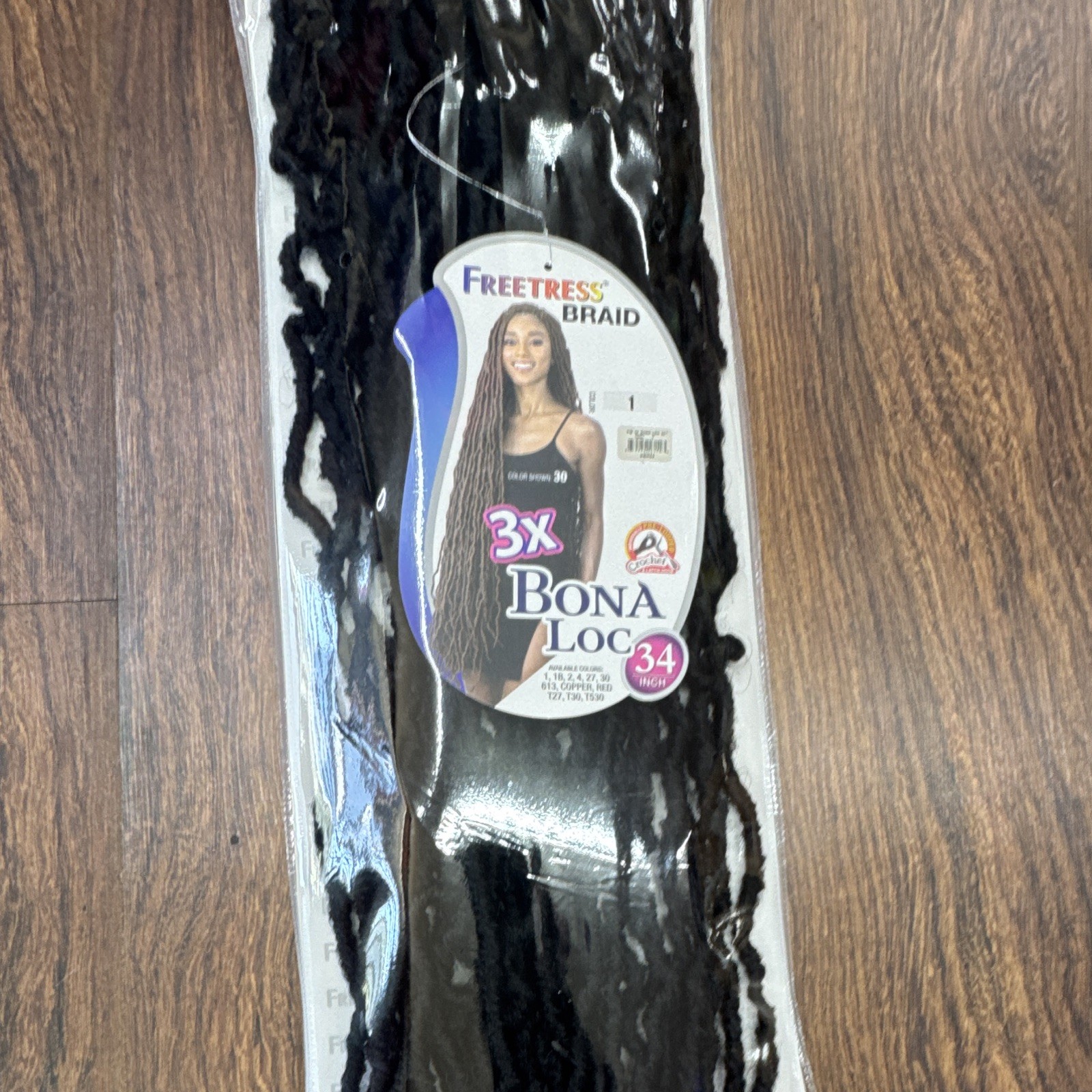 Freetress 3X Bona Loc 34in Synthetic Black Crochet Braid Hair Extension