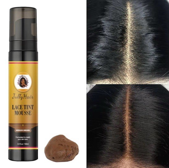 JullyHair Wig Care Lace Tint Mousse Light Medium Dark Brown 3.4 fl oz/100ml