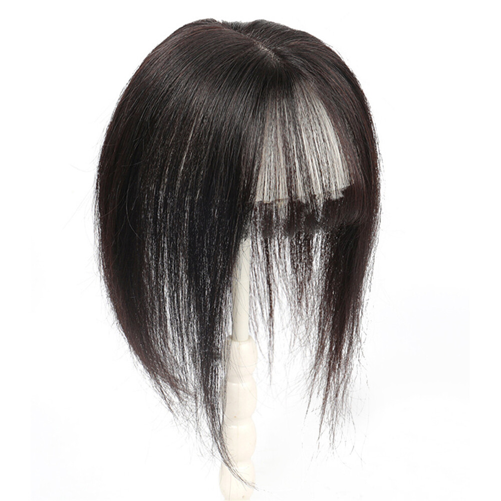 100% Human hair 5*8 Toupee Hair Extension Clip in Topper hair with bangs straigh