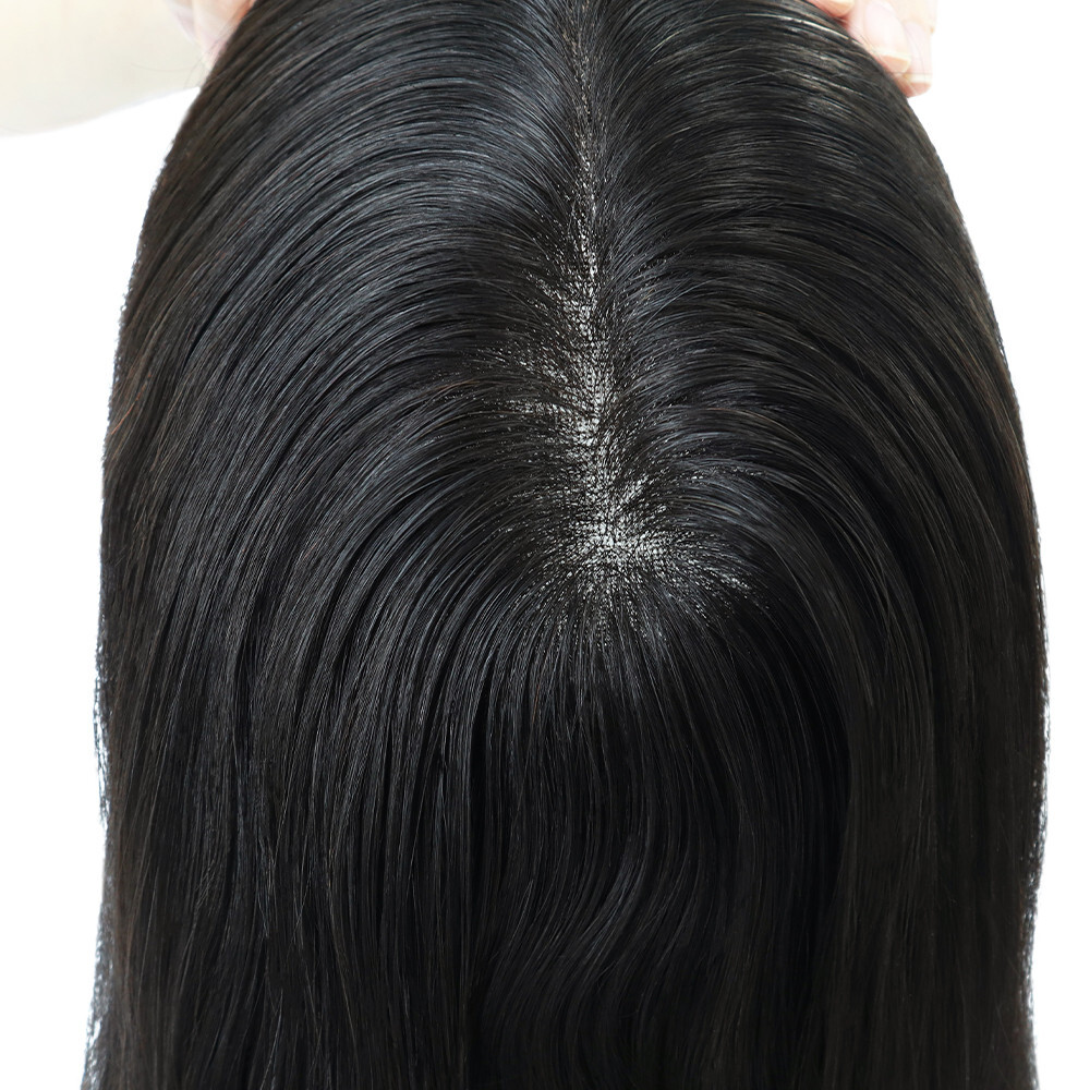 Women Top Pieces Hair Replacement Remy Hair Toppers Q6 7X9 16” Human Hair #NC