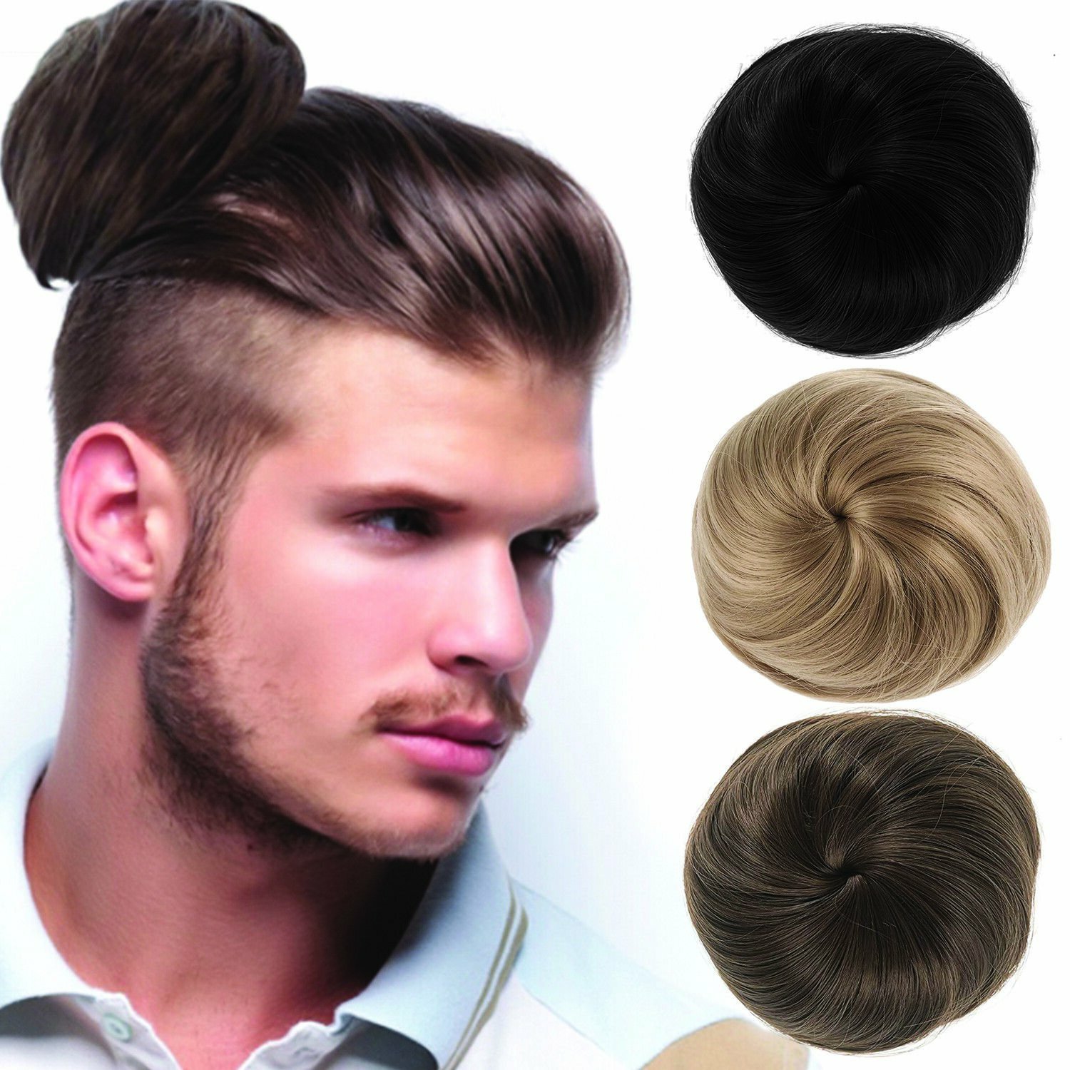 Clip On Instant Man Bun – Synthetic Hair Extension – Funny Gag Gift