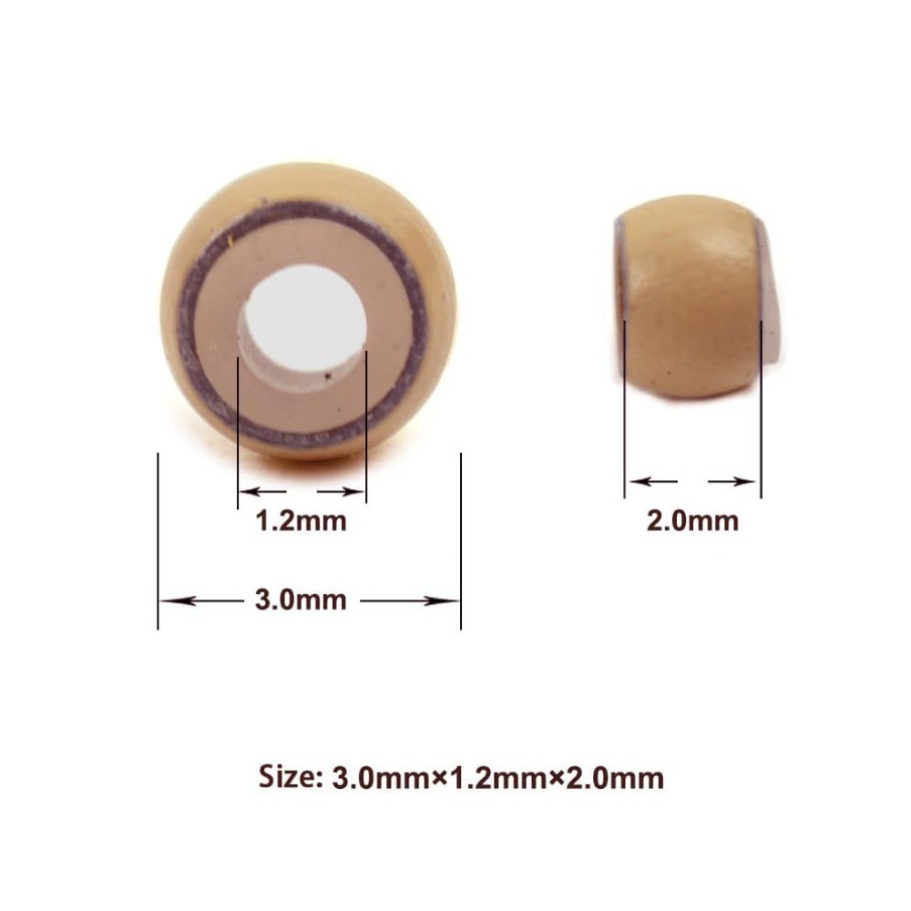 200 Pcs 3.0mm Silicone Lined Beads Nano Beads for Hair Extensions Copper Nano
