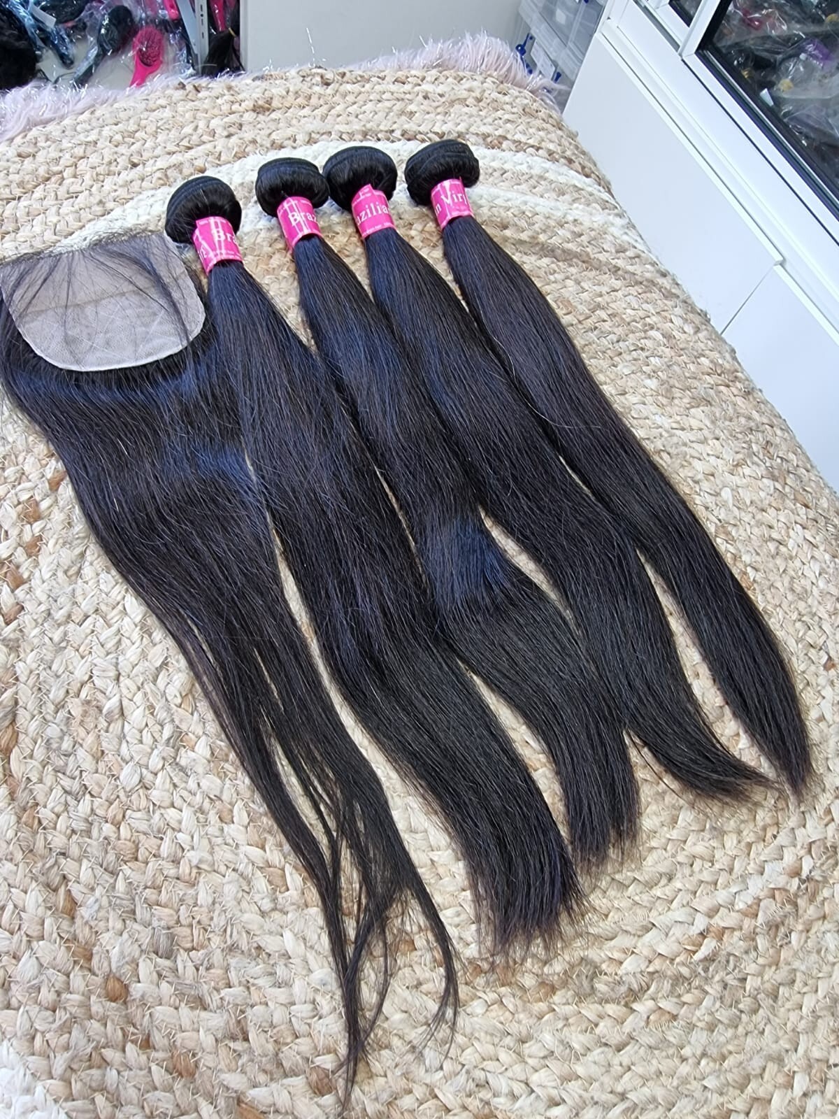 12A STRAIGHT BRAZILIAN VIRGIN HUMAN HAIR 20+20+20+20&20INC 4X4 SILK BASE CLOSURE