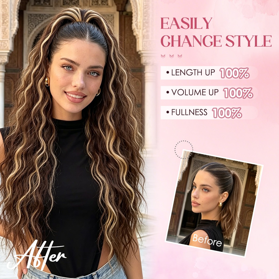 Mega Long & Thick 30″ Fluffy Messy Loose Wave Claw Clip Ponytail Hair Extensions