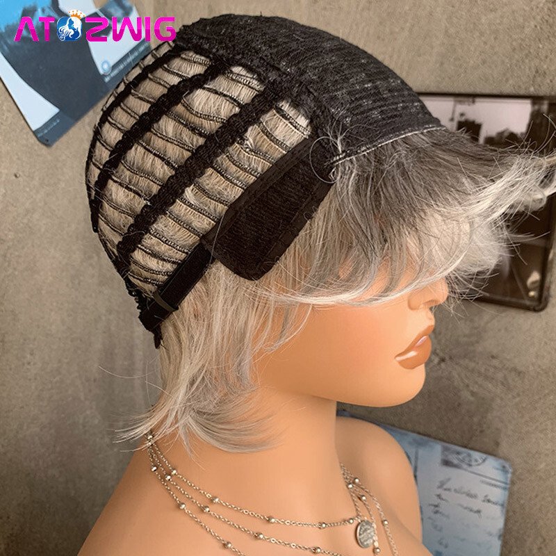 Ombre Brown Short Bob Box Braided Wig with Bangs for Black Women Daily Use