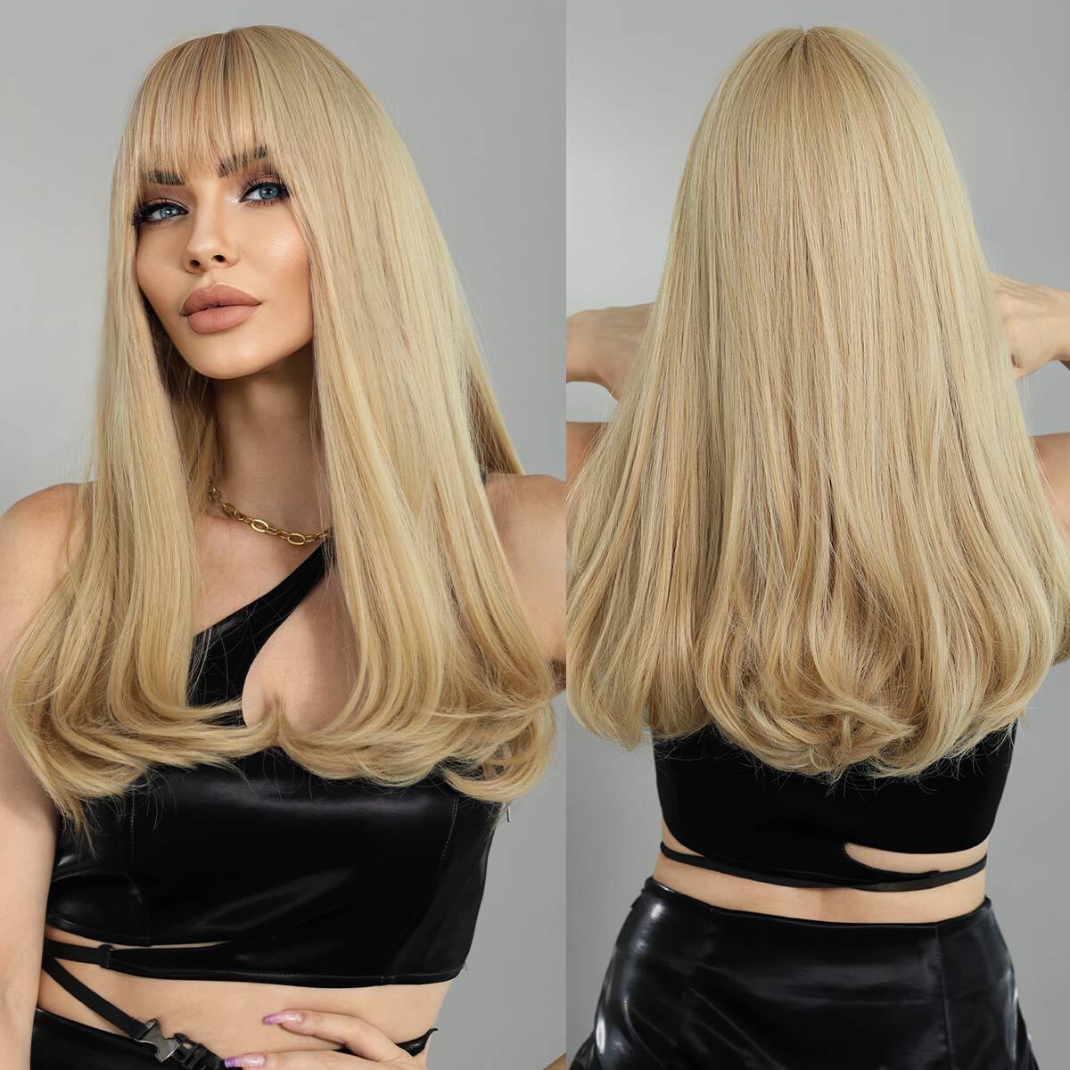 Long Curly Hair Wig with Bangs Wig Natural Synthetic Wigs Heat Resistant Hair