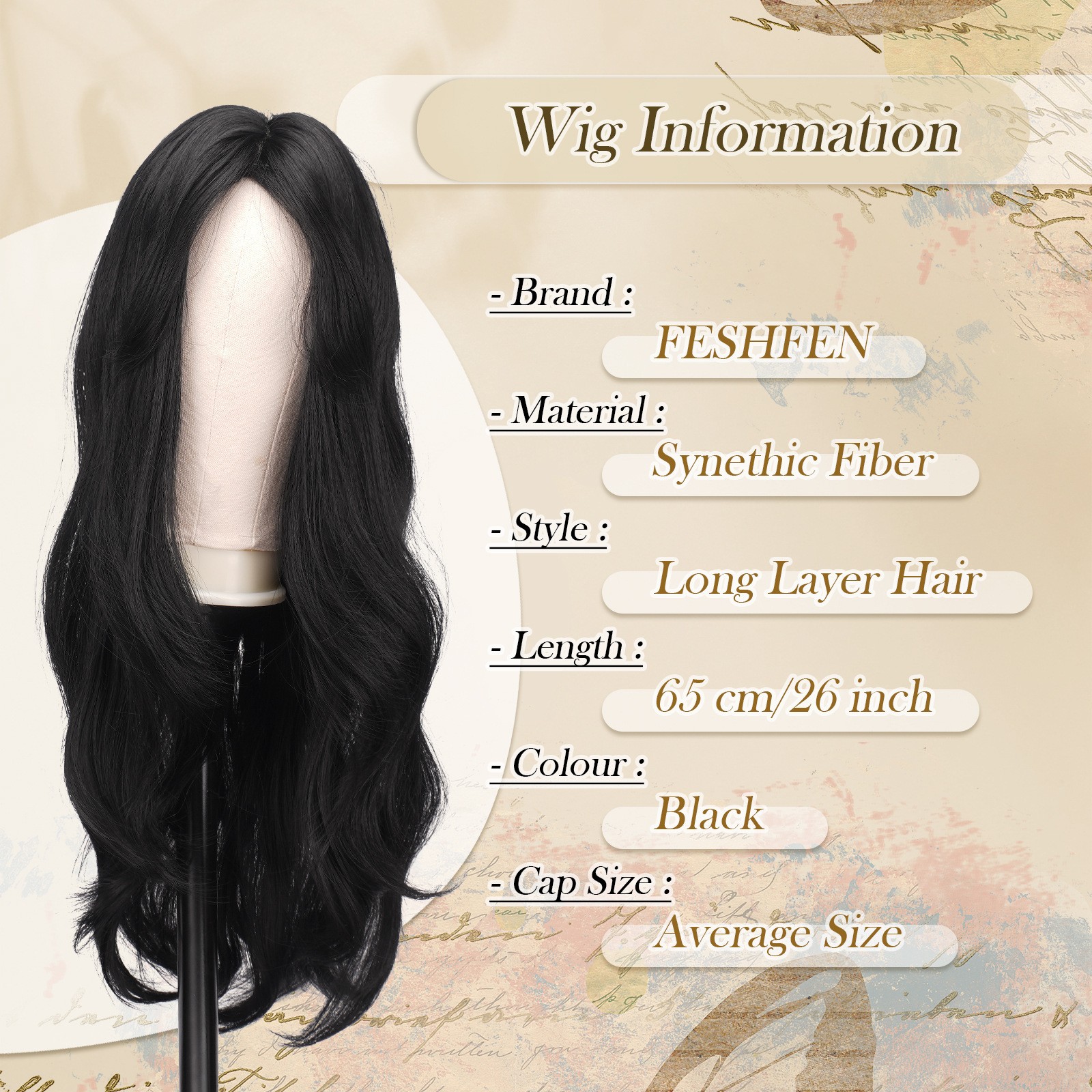 Middle Part Big Wave Long Curly Wig for Women Synthetic Full Head Daily Wig