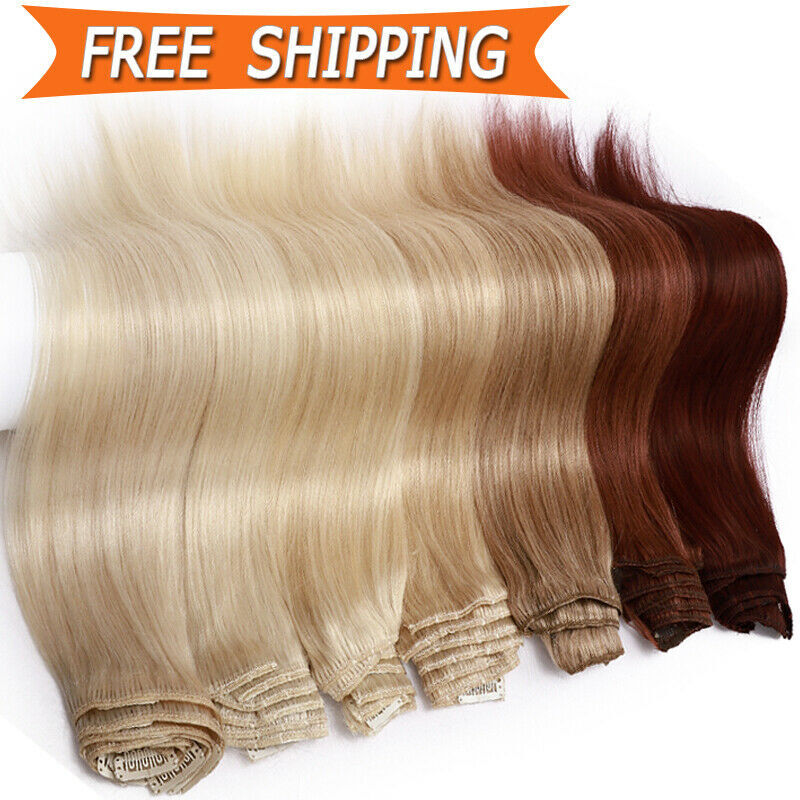 CLEARANCE Clip In Extensions 100% Remy Real Human Hair Full Head 8Pieces 18Clips