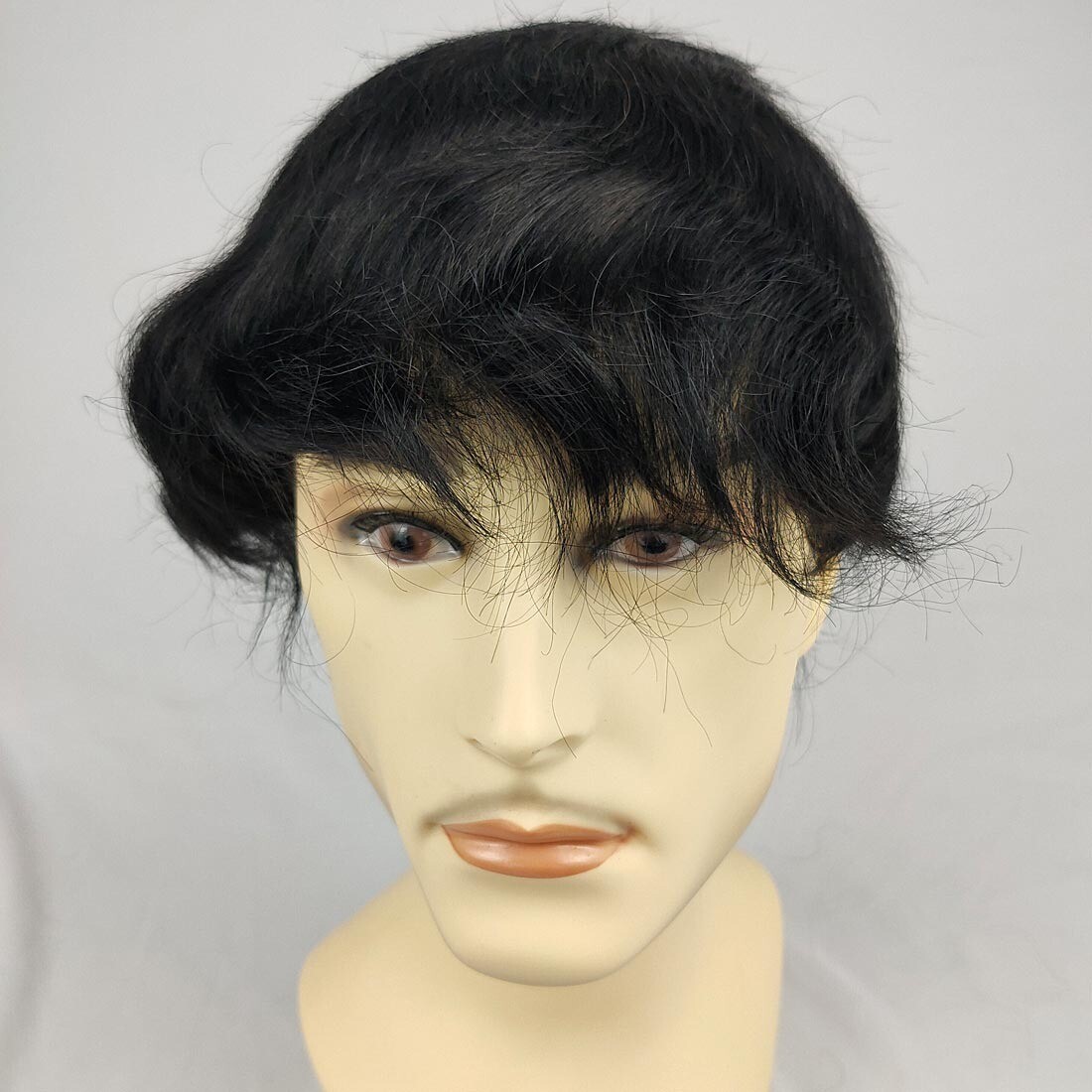 7X9 6″ Fine Mono+PU Base 100% Human Hair Men Toupee Hair Replacement System
