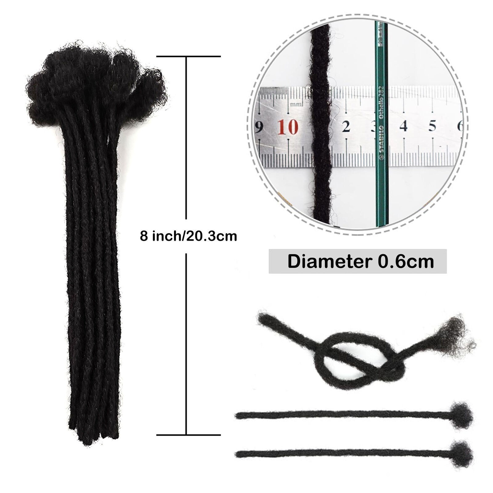 100% Real Human Hair Dreadlocks Extensions Crochet Braiding Hair Dreads Locs Men