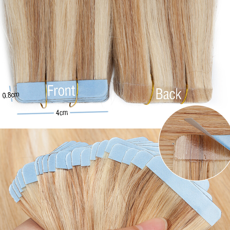 60pcs American Skin Weft Tape In Hair Extensions Full Head 100% Remy Human Hair