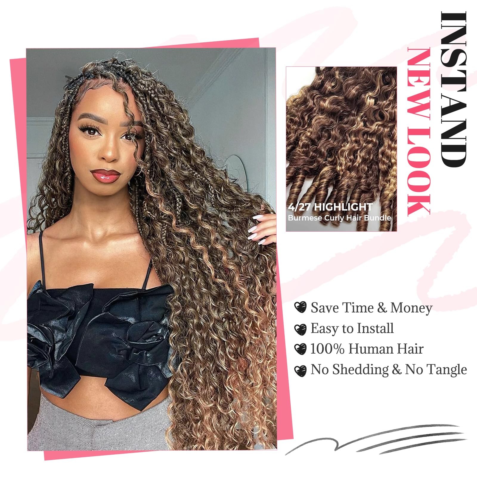 Smartinnov Ombre Crochet Human Hair Extensions 22 Inch Micro Pre Looped Burmese