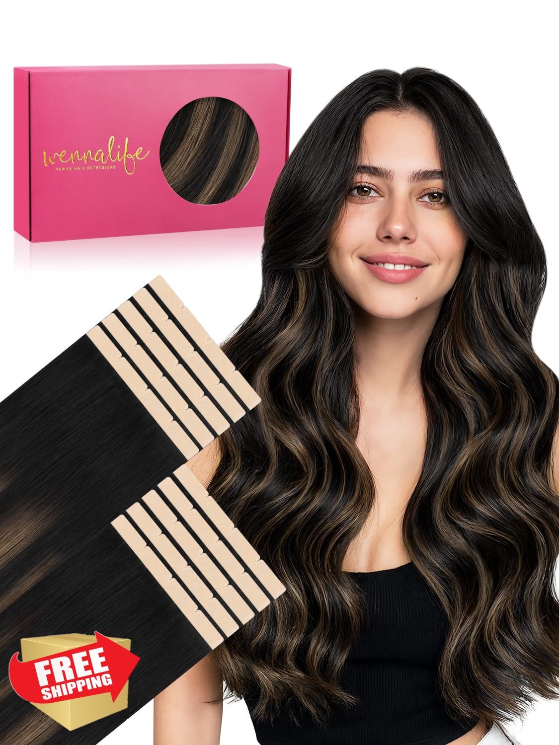 Wennalife 8cm 1B/6/1B Balayage Tape Hair 22in