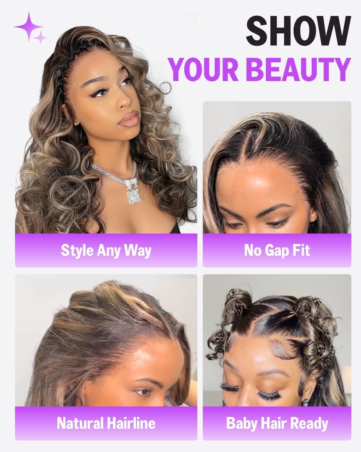 Megalook Hair Glueless 13X6 Lace Front Wigs Human Hair Pre Plucked Pre Cut 220