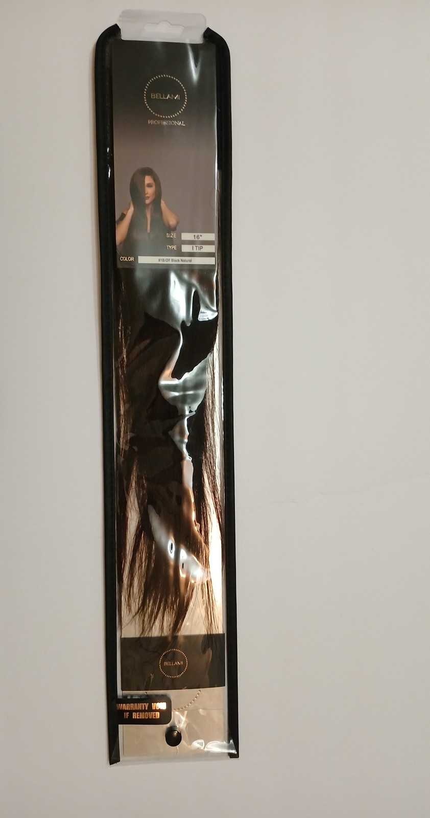 BELLAMI I-Tip Hair Extensions 16in Off Black #1B Remy Human Hair 25g Micro Ring