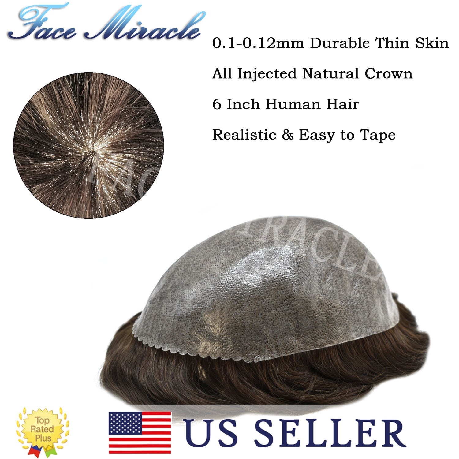 Toupee for Men 0.1MM Thin Skin PU Mens Toupee Hair Piece Human Hair System