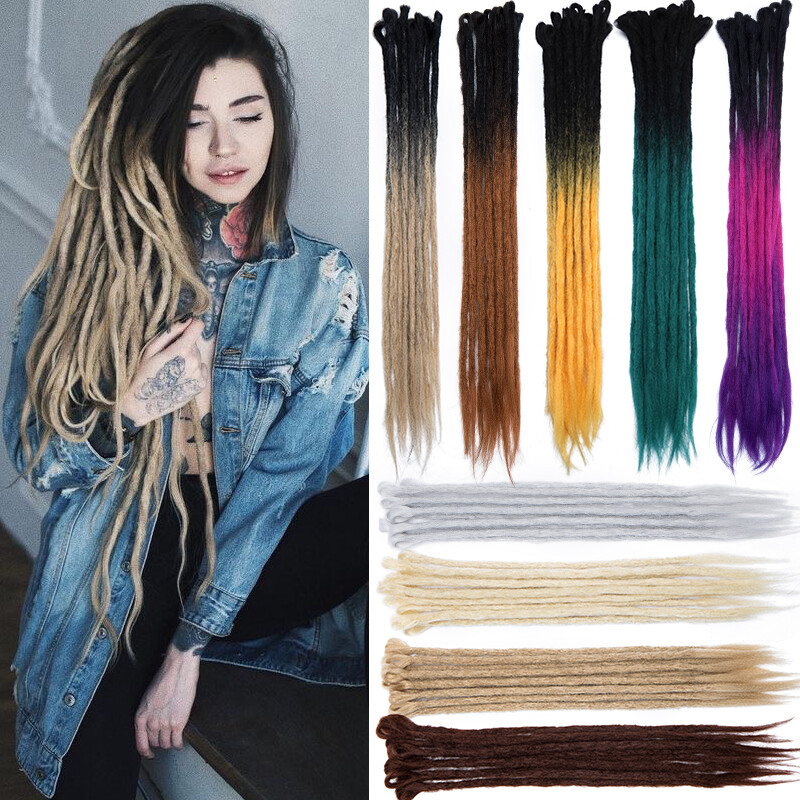 20″/24″ Long Ombre Dreadlocks Faux Dreads Hair Extensions Brown Colored 5 Sets