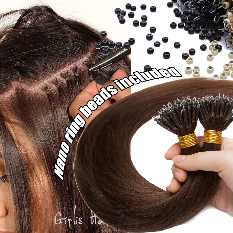 CLEARANCE Nano Rings Beads Hair Extensions 100% Remy Human Hair 1G 12 14 16 18IN