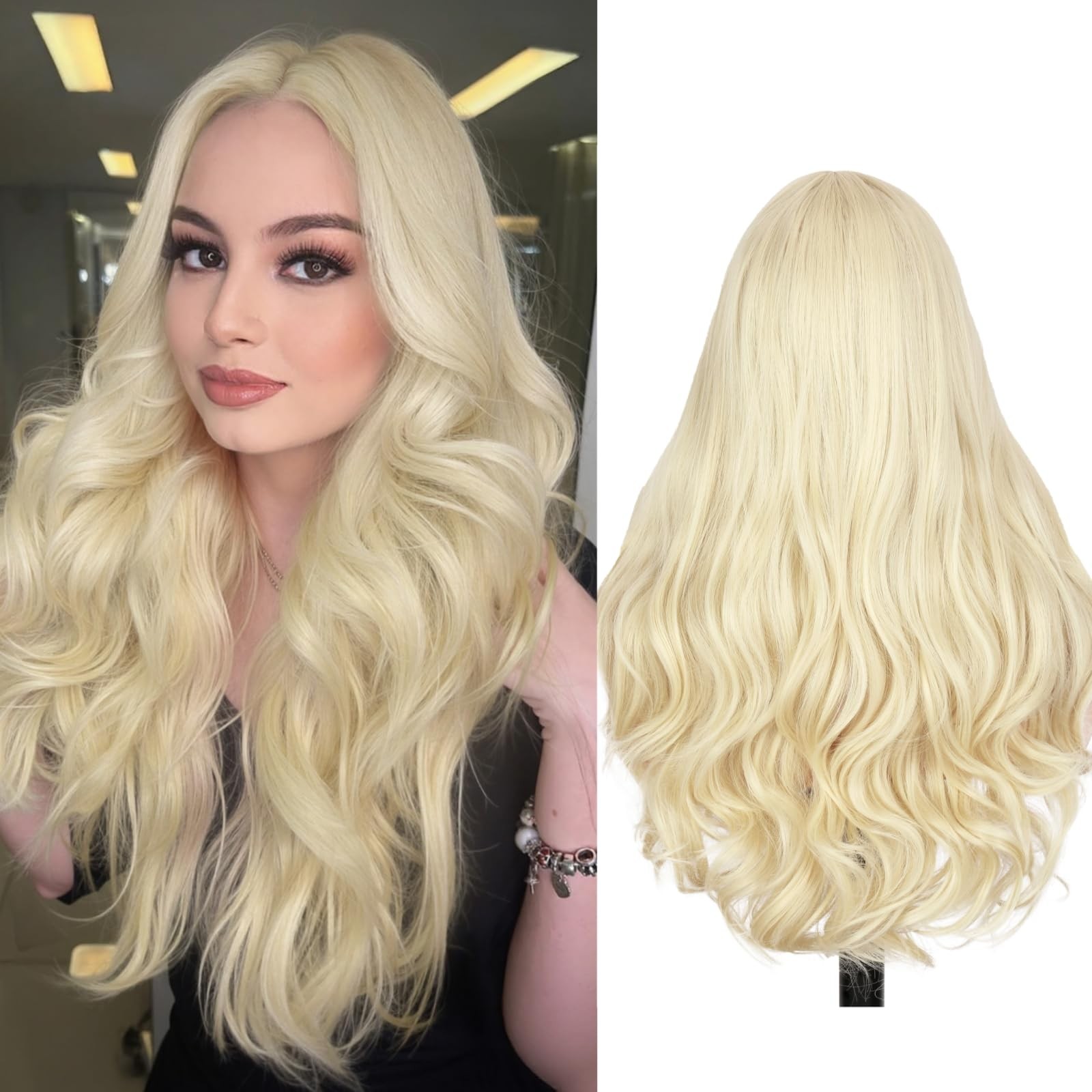 Blonde Wigs for Women and Girls Long Wavy Sun-kissed Blonde Wig 26 Inch Color…
