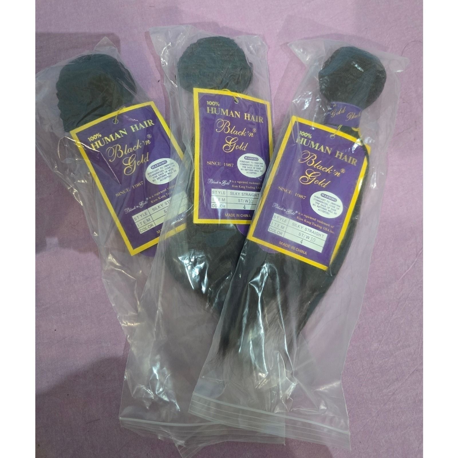 100% Human Hair Weave Bundle 3 PACKS 10″ Color #4 Silky Straight Black ‘n Gold