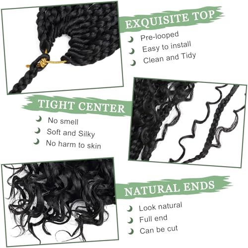Goddess Box Braids Crochet Hair 10 Inch 8 Packs Pre 10 Inch(pack of 8) 1B