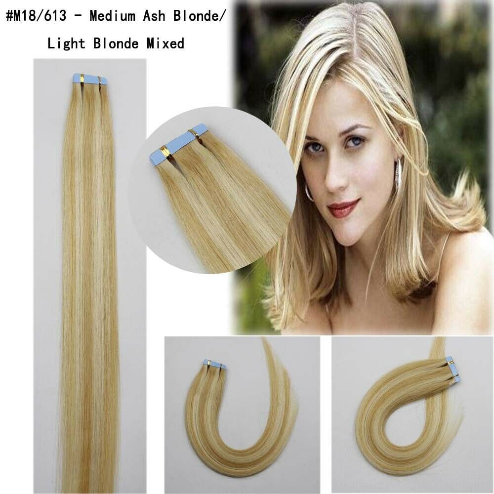 Adhesive Invisible Tape in Real Human Hair Extensions Skin Wefts Remy Hair Style