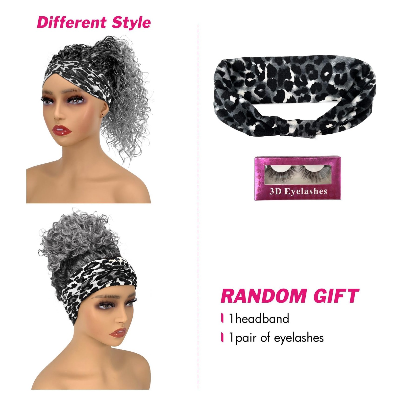 Headband Wig Deep Wave 20 Inch Gray for Black Women – Machine Made None Lace …