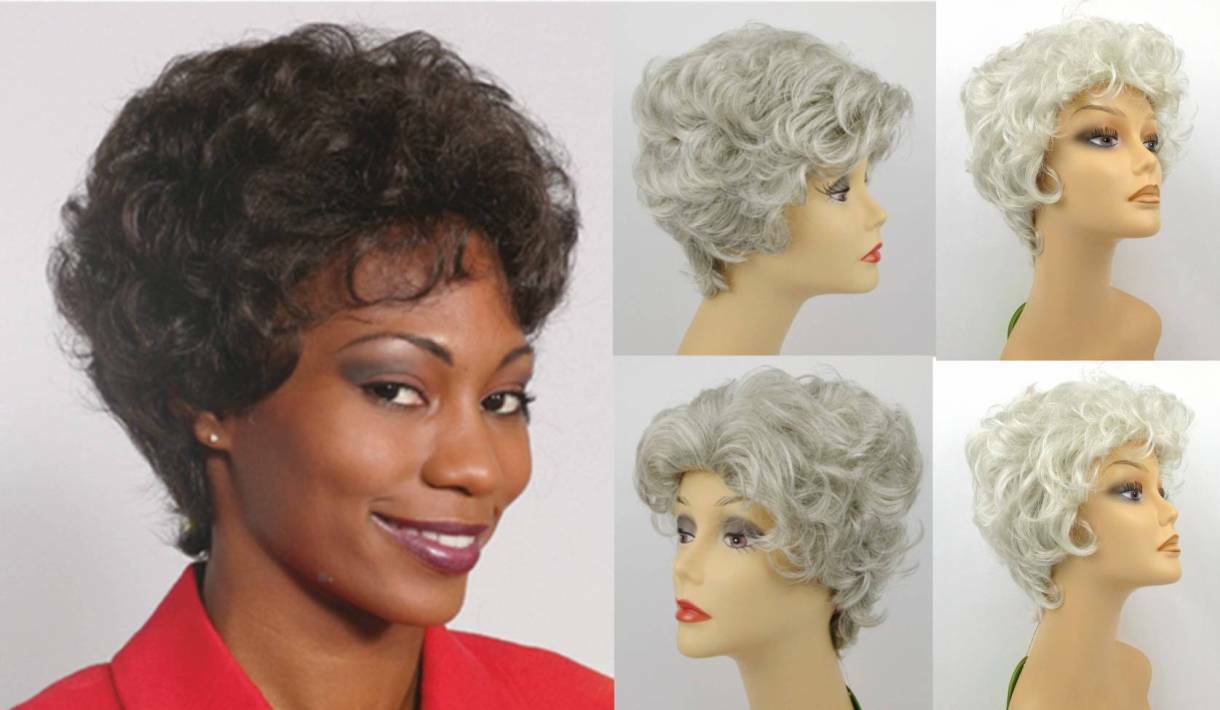 50S WOMENS LADY SHORT WAVY CURLY WIG RIZZO GREASE GOLDEN GIRL TAPERED BACK VP-1