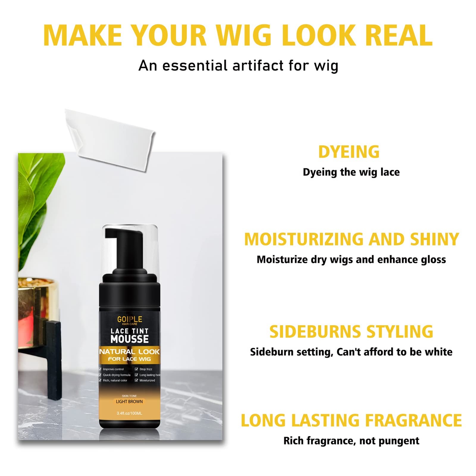 Lace Tint Melting Mousse for Women’s Toupees, Hairpieces and Wigs – Natural…