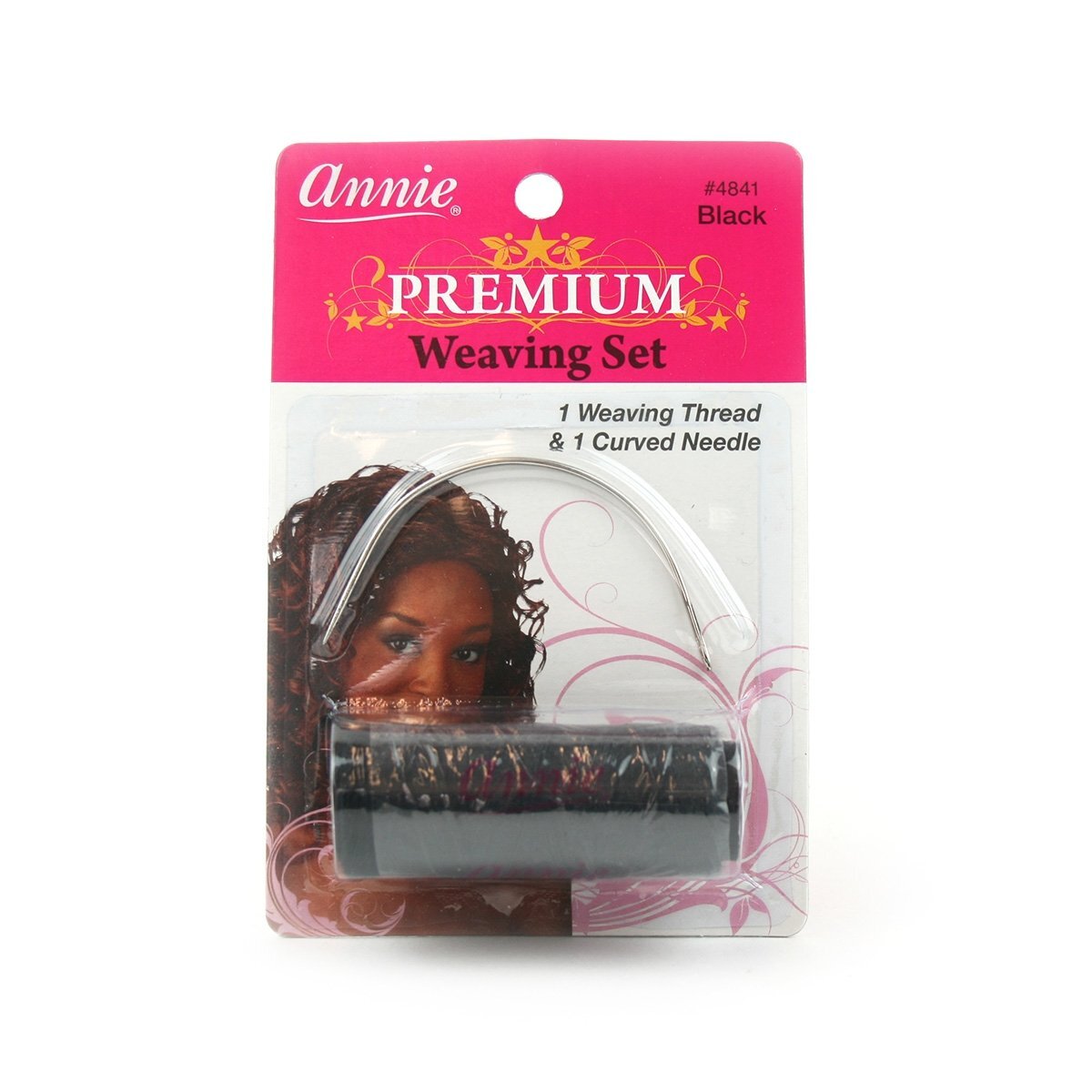 Annie Premium Weaving Set Black,1 Weaving Thread & 1 Curved Needle (BLACK)