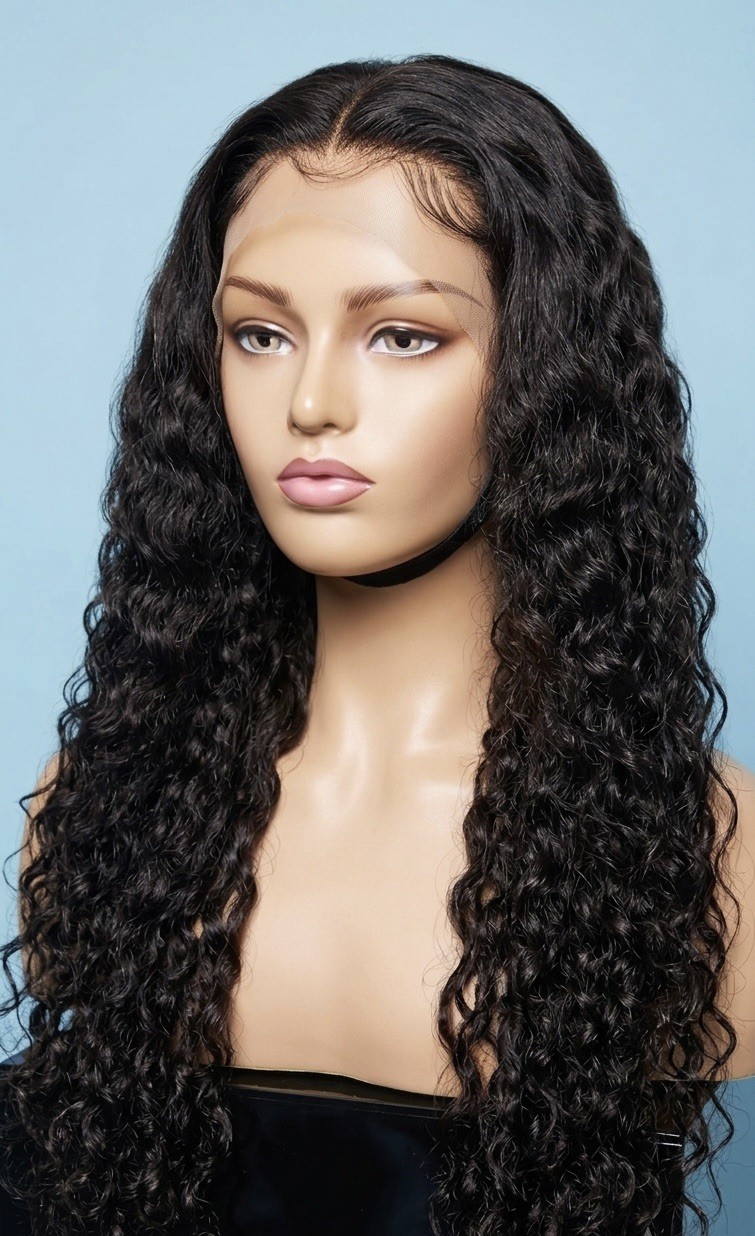 Middle Part Curly Texture wig 28″ lace frontal 250 density sale