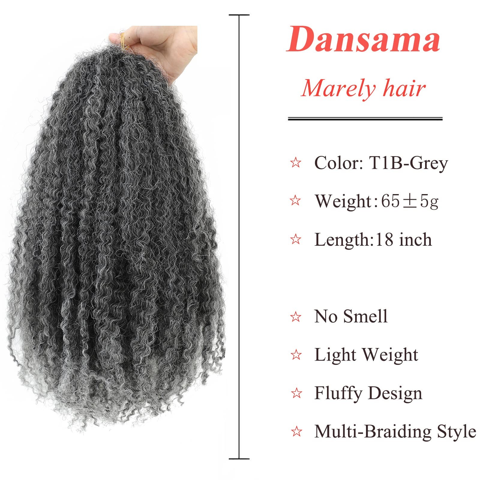 Dansama Grey Marley Twist Braiding Hair Curly Crochet Braids For Soft Locs