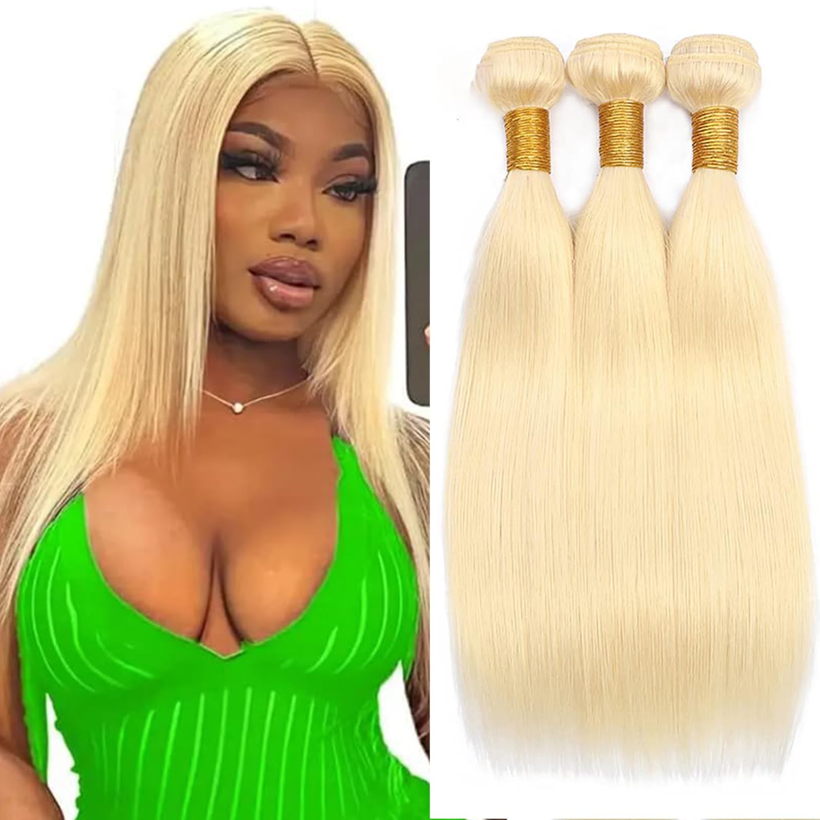 Fabimiya 12 14 16 Inch Bundles Human Hair Blonde 613 Straight Wave Human Hair