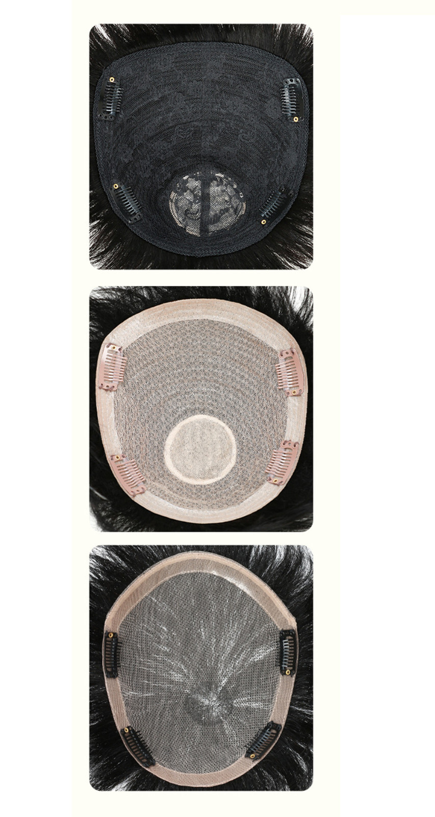 Natural Soft Curly Topper Human Hair Clip in Crown Hair Pieces Toupee For Men