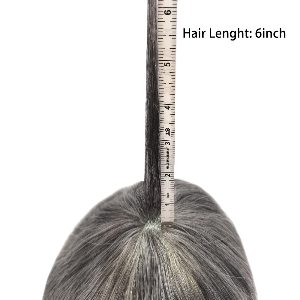 Mens Toupee Gray Hair Replacement System Thin Skin Men Wig Human Hairpieces US