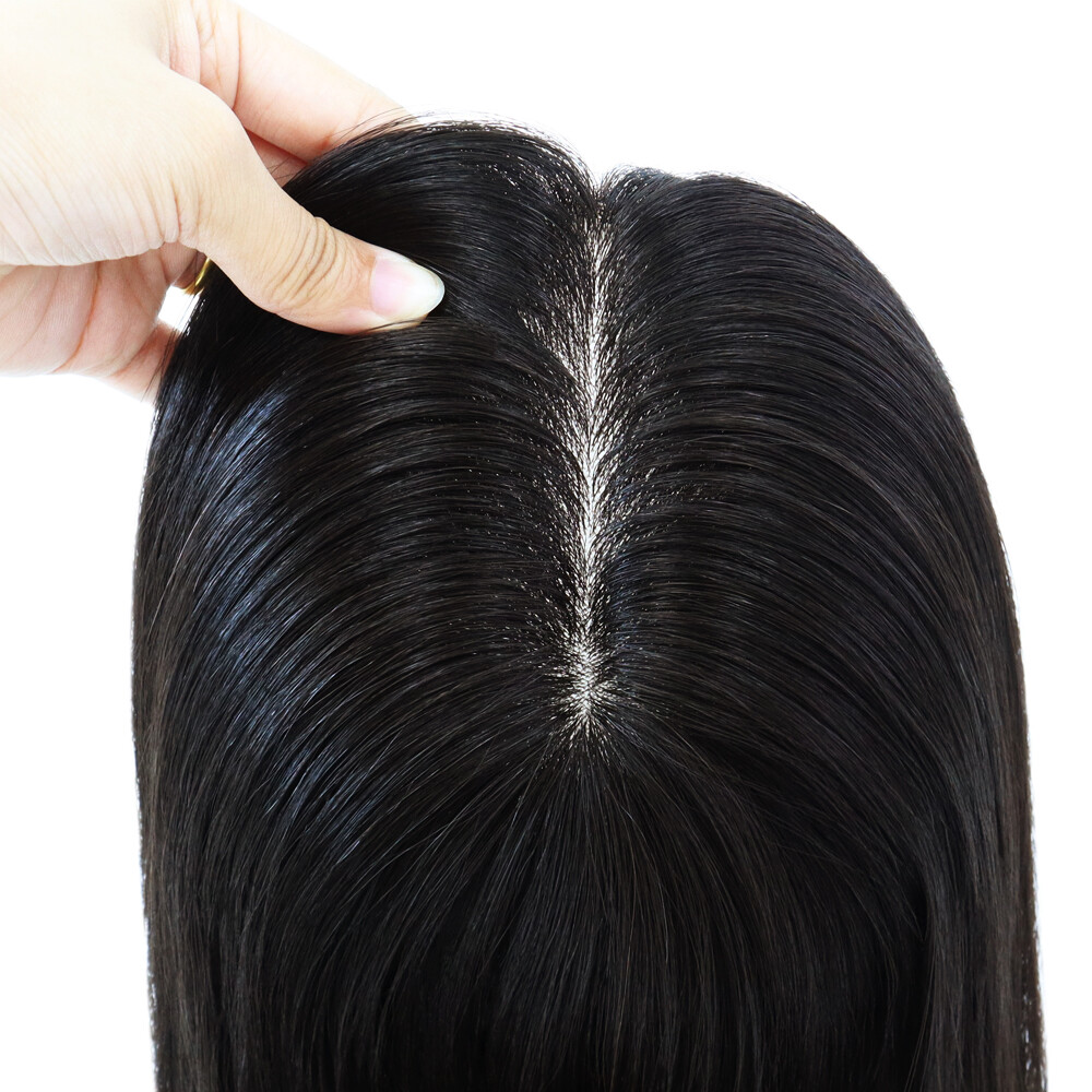 Silk Top Topper Women Human Cuticle Remy Hair Natural Black Hair Top Pieces SP83