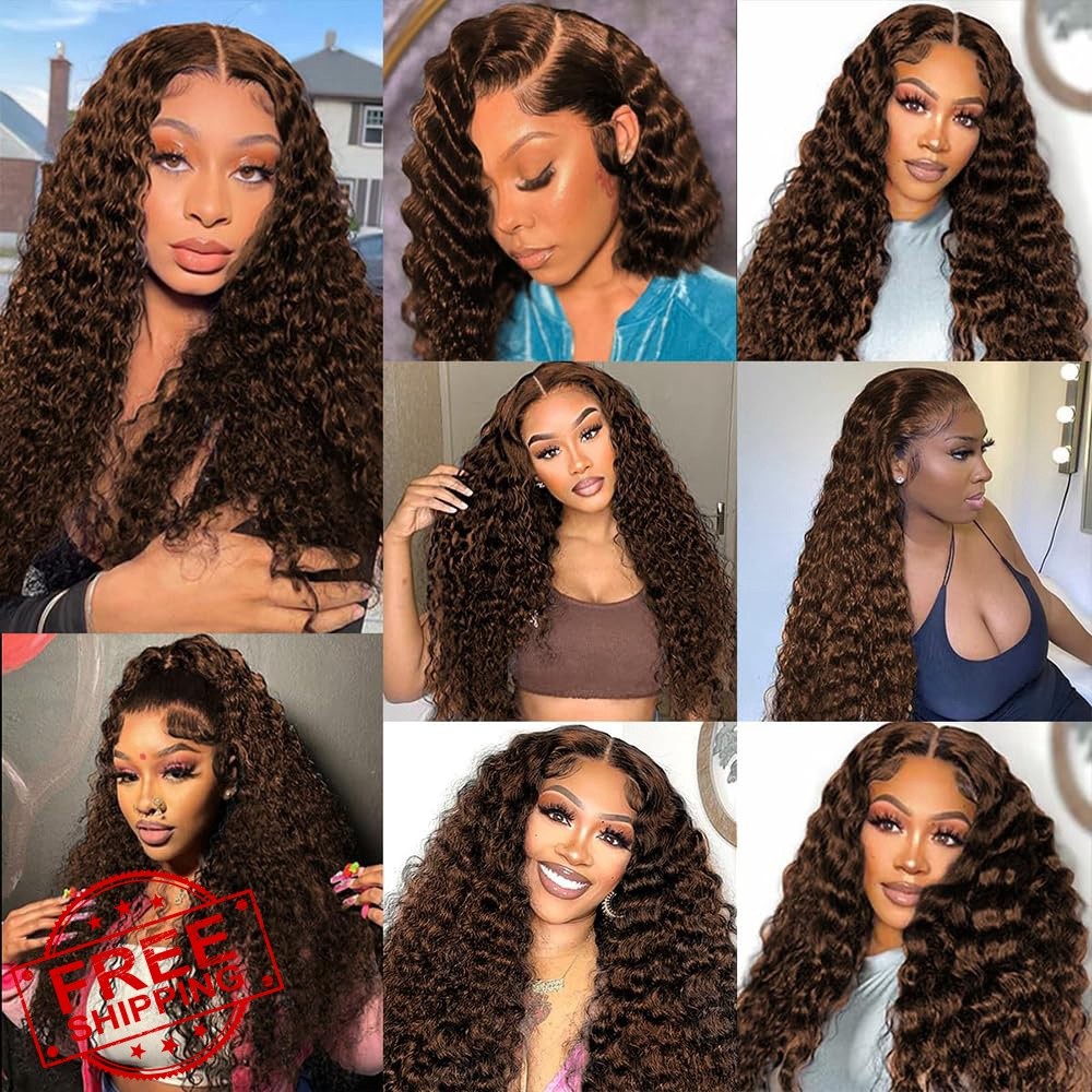 CnumGunm #4 Brown 12-16 Inch Water Wave Human Hair