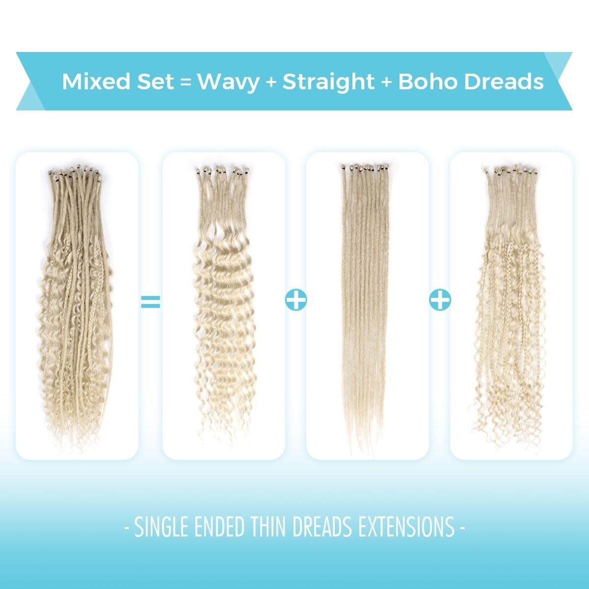 Blonde 24in Dreadlock Extensions – 30pcs Mixed Styles for Effortless Chic