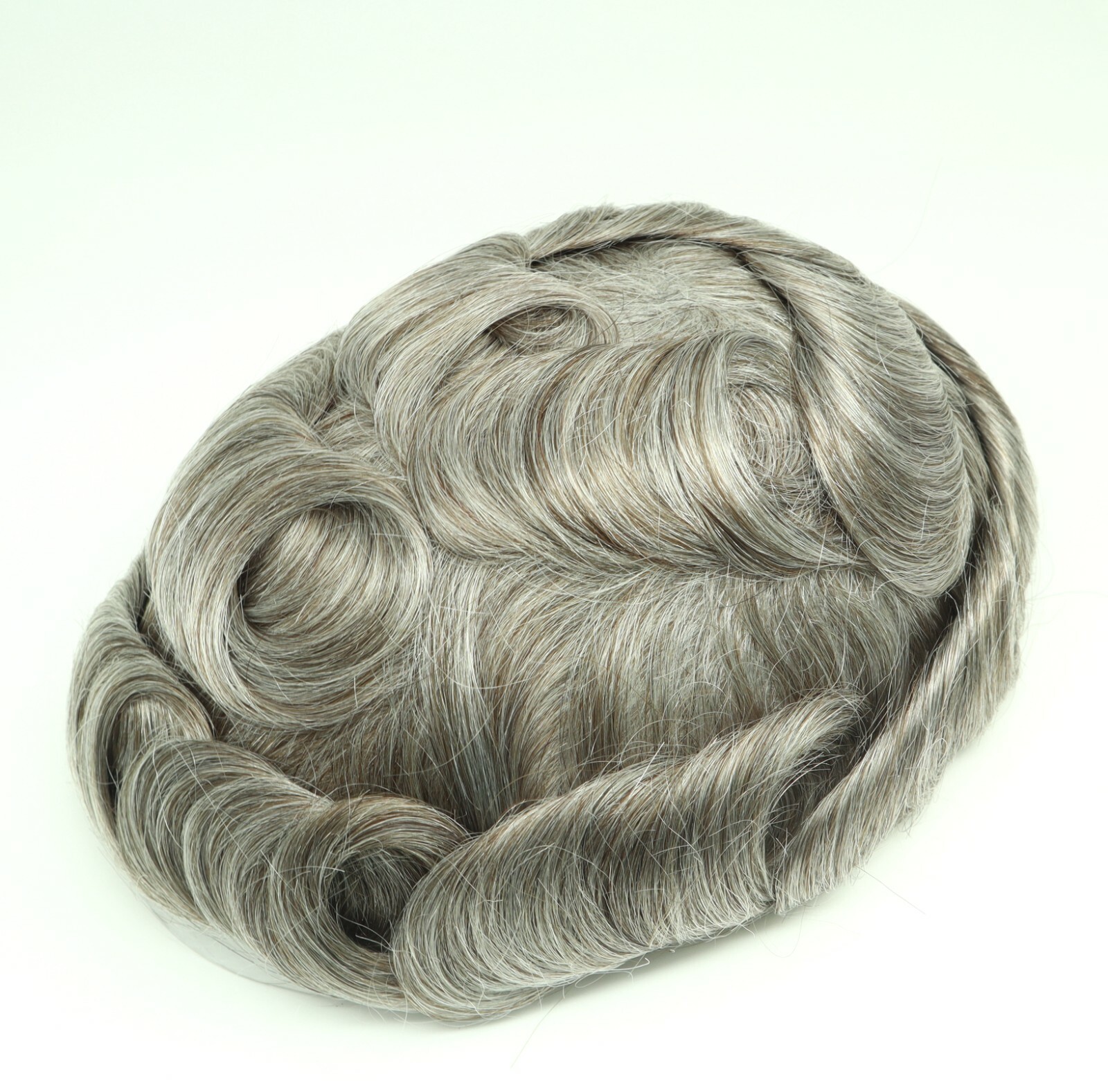 Natural Mens Toupee Hair Replacement System Super Thin Skin V Looped NG #565