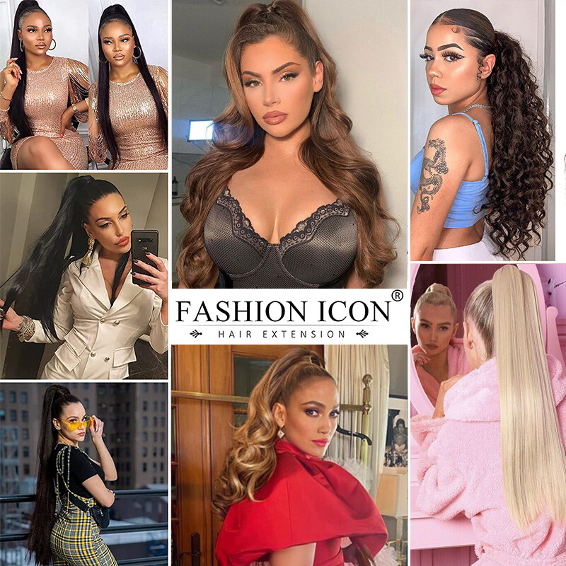 Thick Ponytail Wavy Clip In Hair Extension Ombre Extensions Fake Long Hair Piece