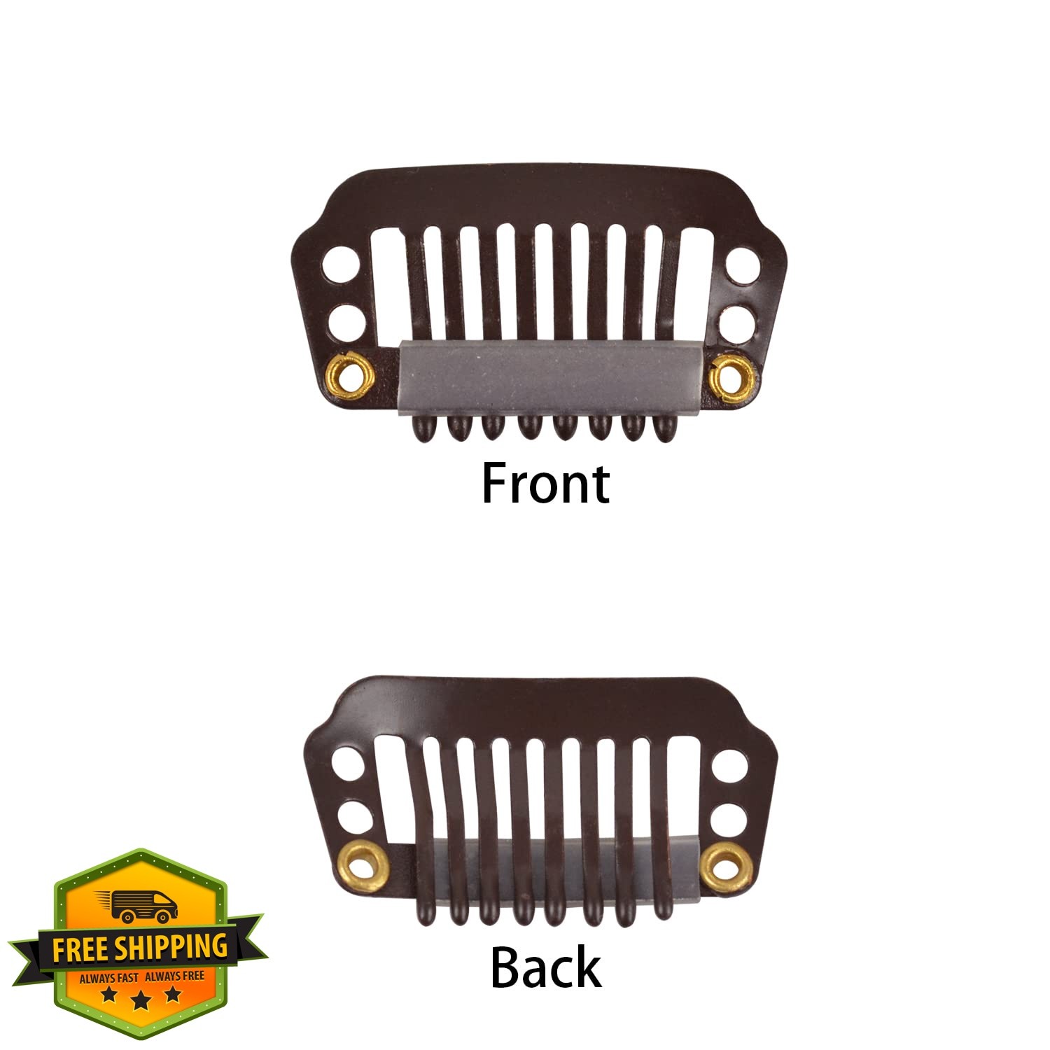 YTBYT hair extension clips 28mm dark brown 8-teeth
