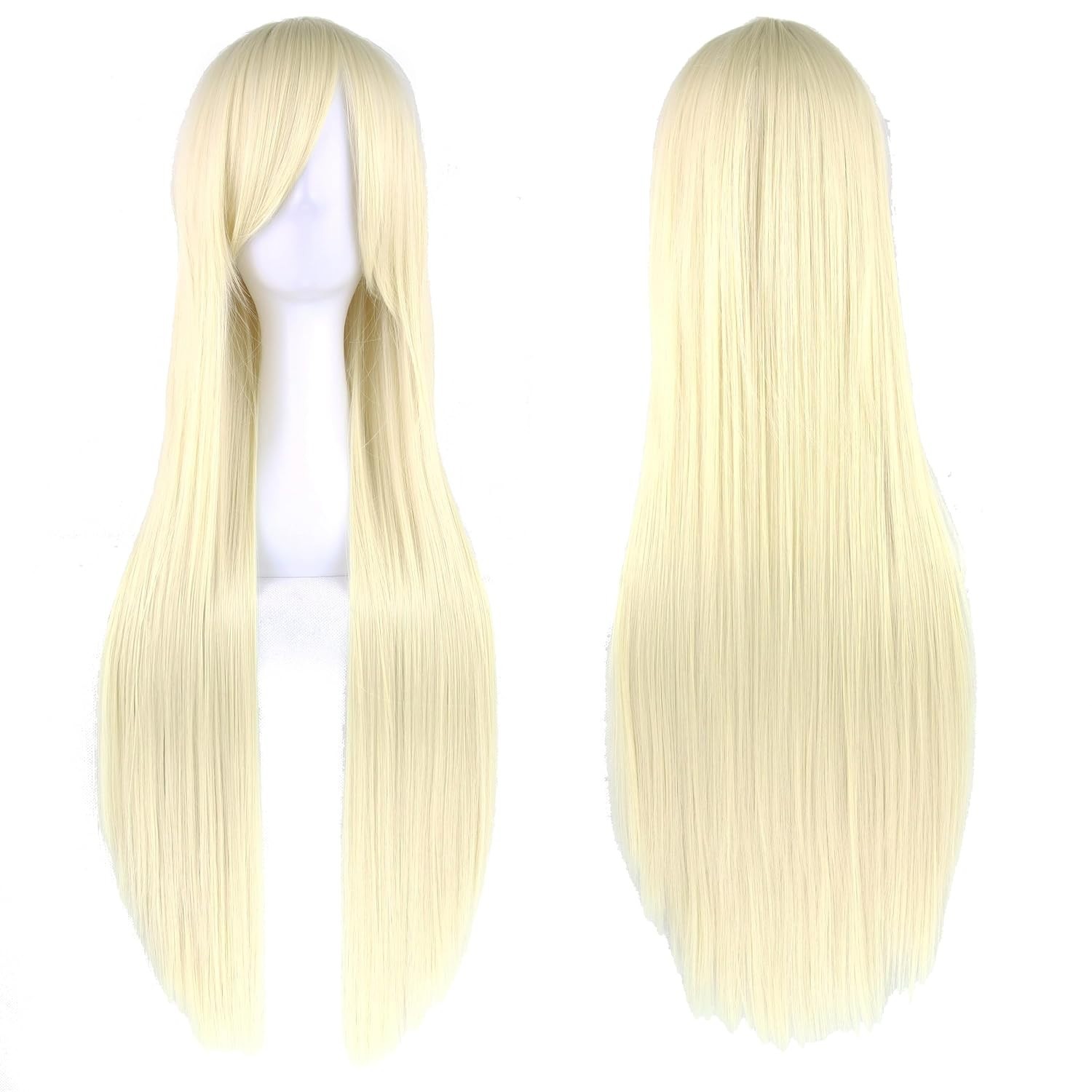 80cm Long Straight Blonde Cosplay Wig with Bangs – Glueless & Heat-Resistant